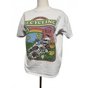 Funny Learn About Recycling Skeleton Graphic Tee, Large